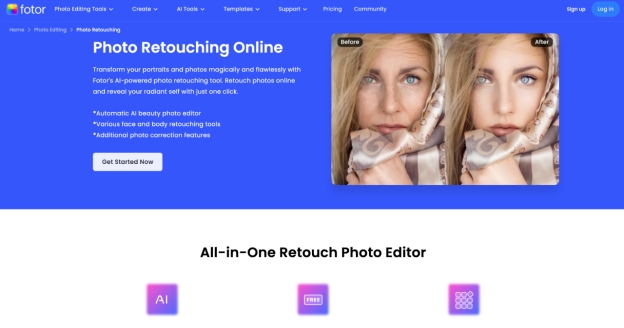 fotor photo retoucher online